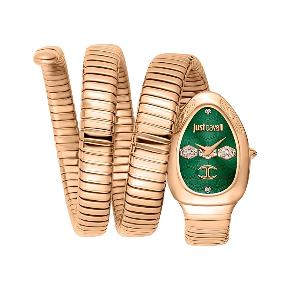 Just Cavalli Signature Snake Green Dial Ladies Watch | JC1L232M0045