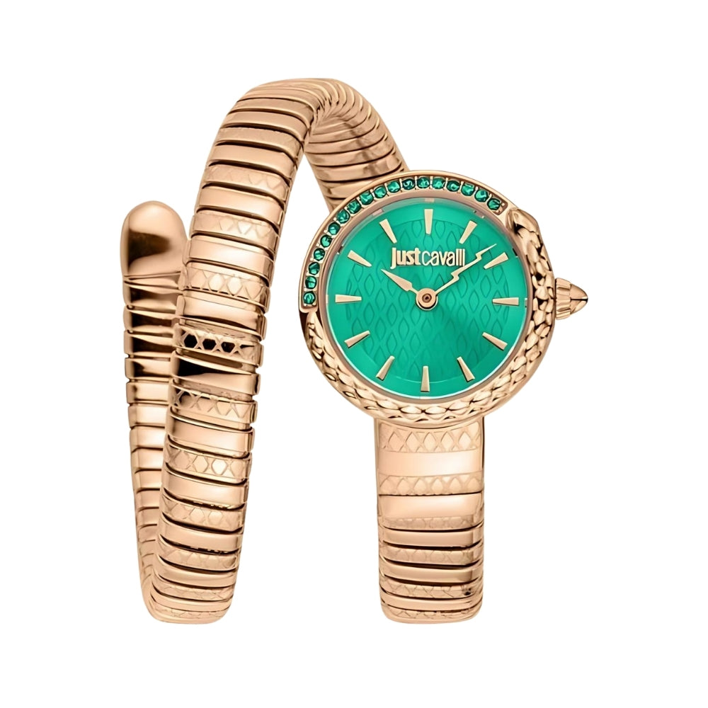 Just Cavalli Signature Snake Green Dial Ladies Watch | JC1L301M0055