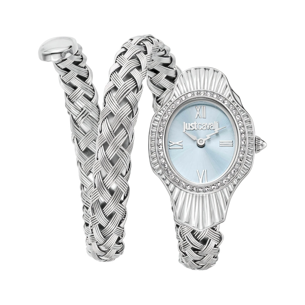Just Cavalli Twined Snake light Blue Dial Ladies Watch | JC1L305M0015