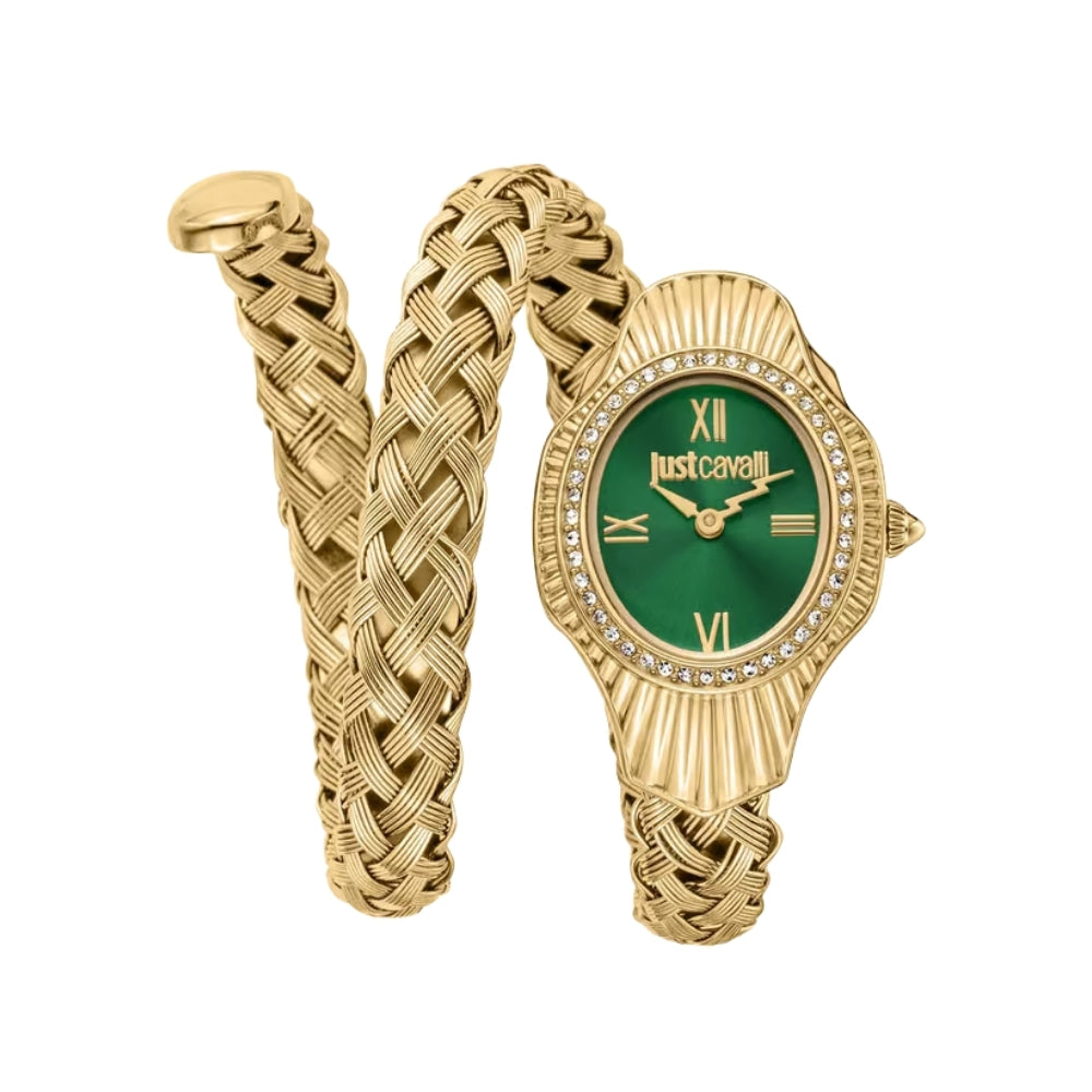 Just Cavalli Twined Snake Green Dial Ladies Watch | JC1L305M0035