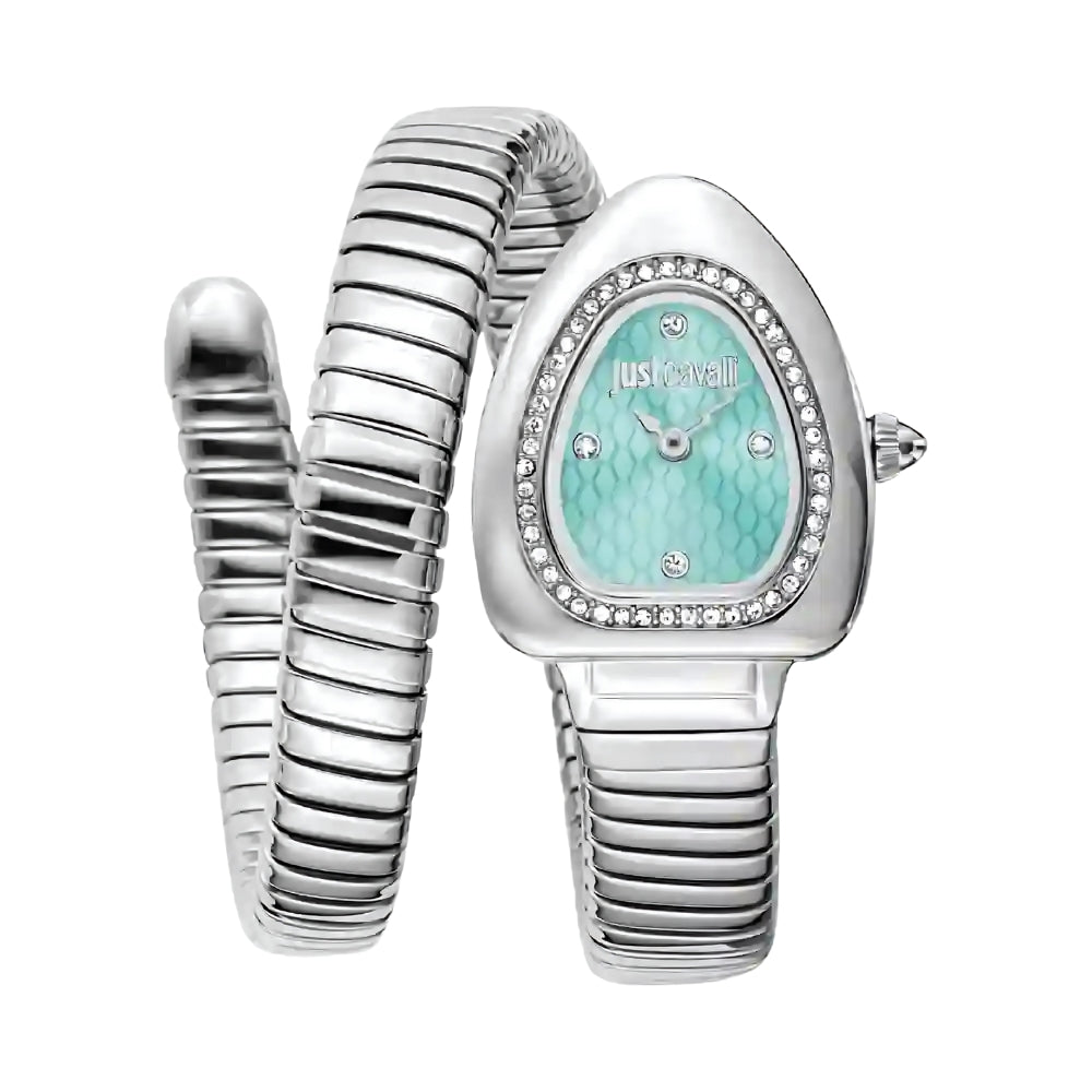 Just Cavalli Signature Snake Quartz Turquoise Dial Ladies Watch | JC1L249M0015