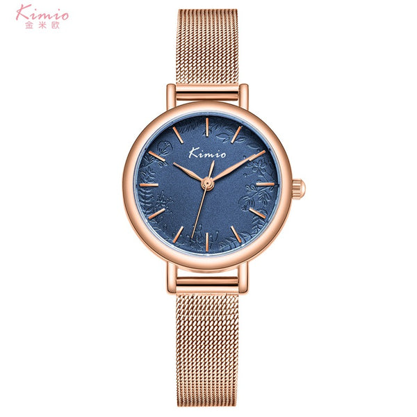 Kimio Blue Dial Rose-gold Mesh Chain Women's Watch| K6399S-CZ1RRB
