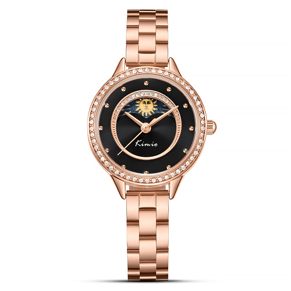 Kimio Moon Phase Black Dial Ladies Watch K6485S-XZ1RRH