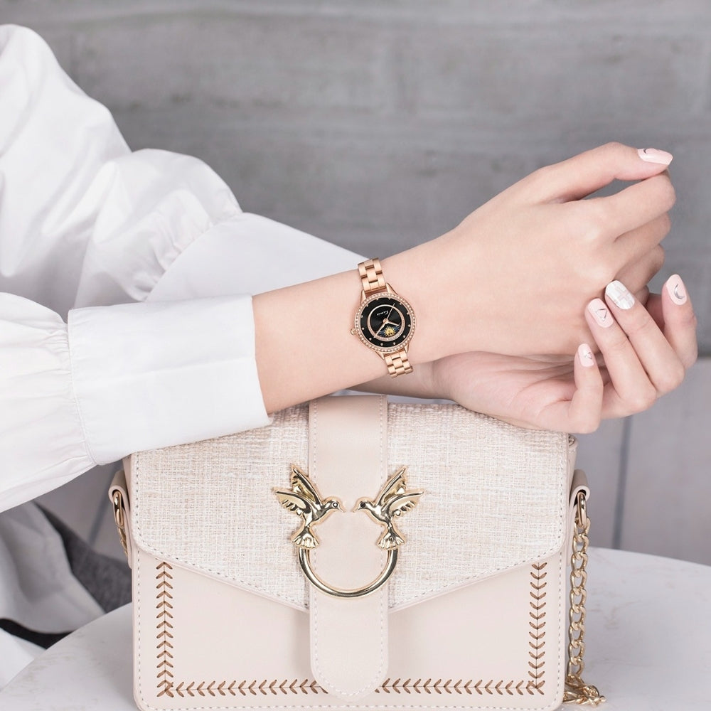 Kimio Moon Phase Black Dial Ladies Watch K6485S-XZ1RRH