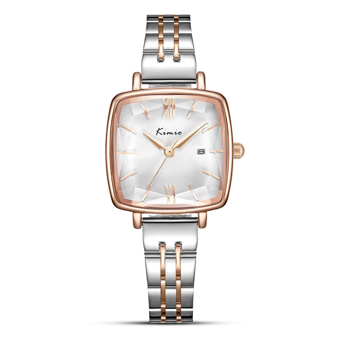 KIMIO designer Square Dial Stainless Steel Women's Watch| K6490S