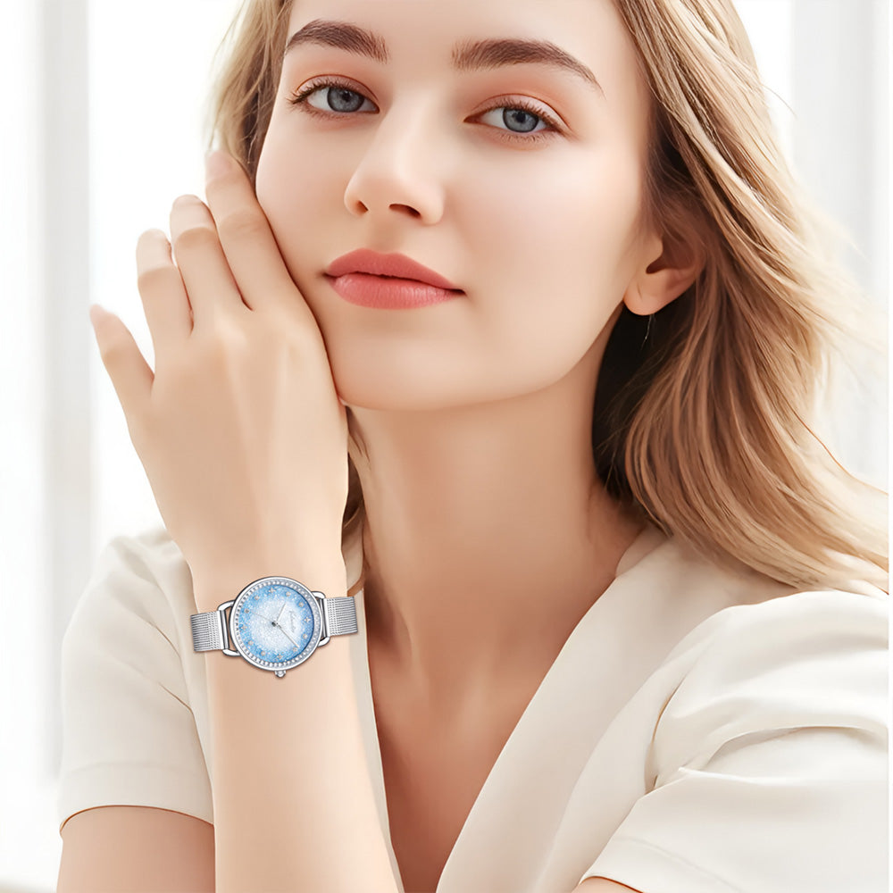 KIMIO Frozen Dial Mesh Strap Ladies Watch | K6659M