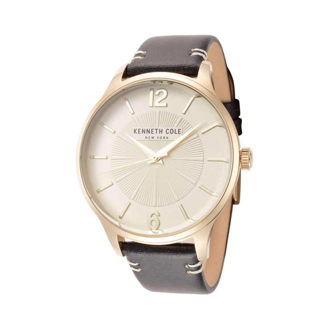 Kenneth Cole Champagne Dial Leather Strap Men's Watch | KCWGA2270603