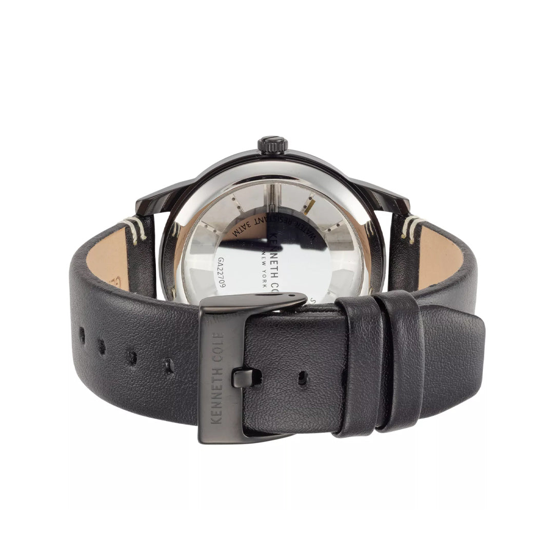 Kenneth Cole White Dial Black Leather Band Men's Watch | KCWGA2270903
