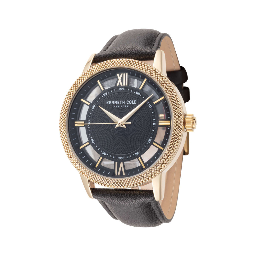 Kenneth Cole Black Dial Leather Strap Men's Watch | KCWGA7001801