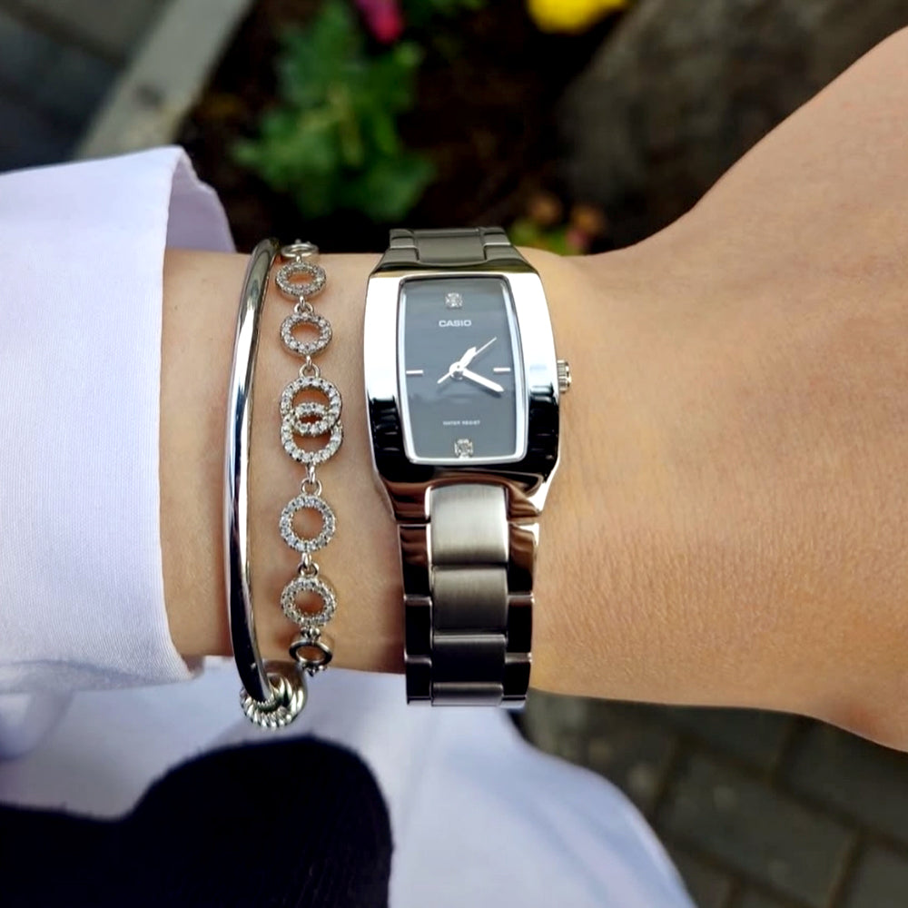 Casio Rectangular Black Dial Ladies Watch | LTP-1165A-1CDF