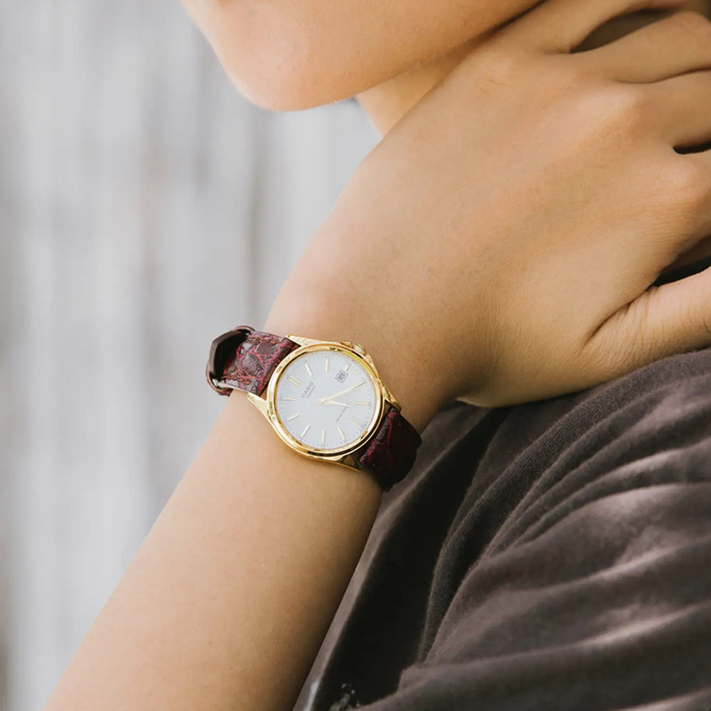 Casio White Dial Leather Strap Ladies Watch | LTP-1183Q-7ADF