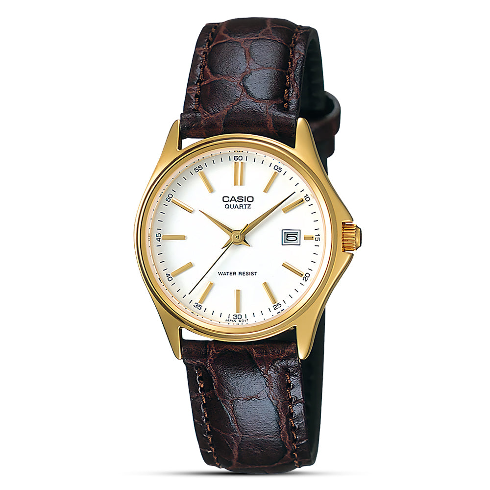 Casio White Dial Leather Strap Ladies Watch | LTP-1183Q-7ADF