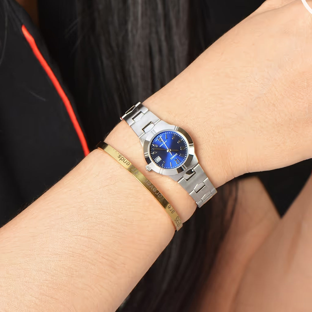 Casio Enticer Date Blue Dial Ladies Watch | LTP-1241D-2A2DF