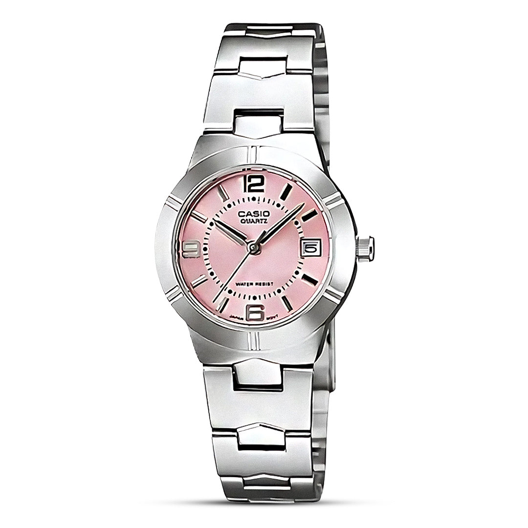 Casio Enticer Date Pink Dial Ladies Watch | LTP-1241D-4ADF
