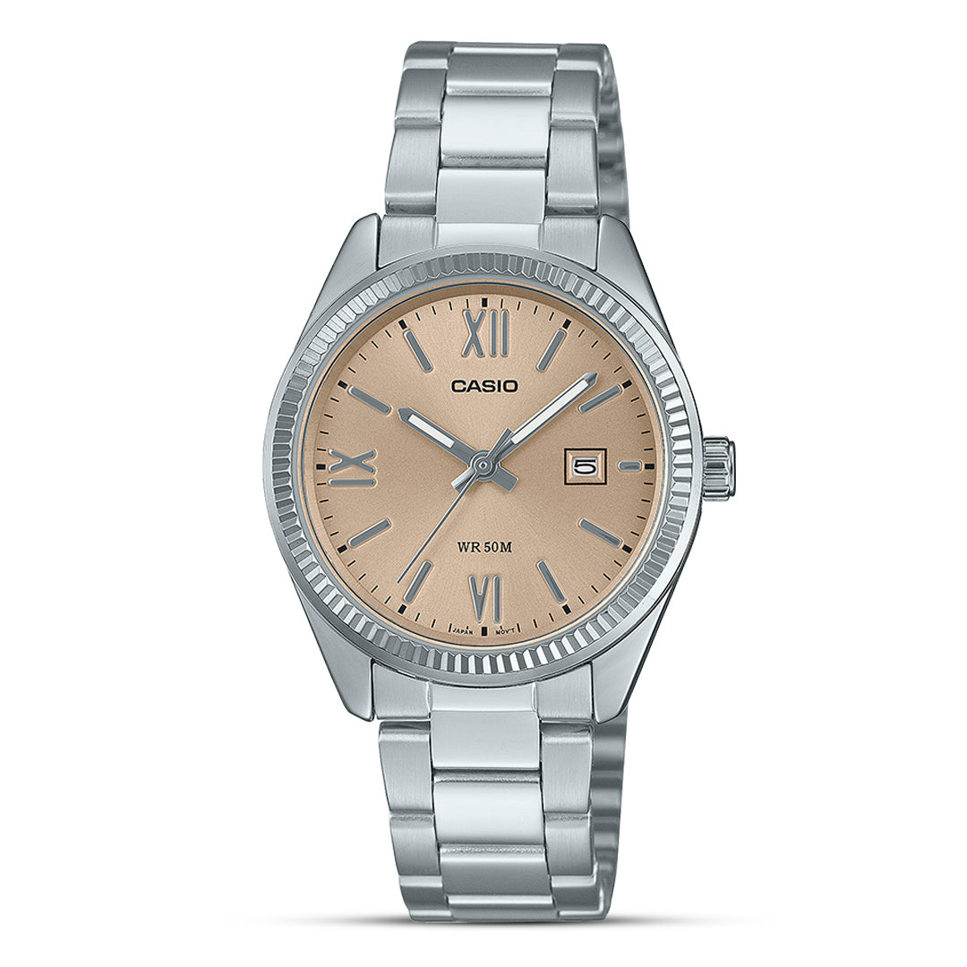 Casio Enticer Champagne Dial Stainless Steel Ladies Watch | LTP-1302DD-4A2VDF