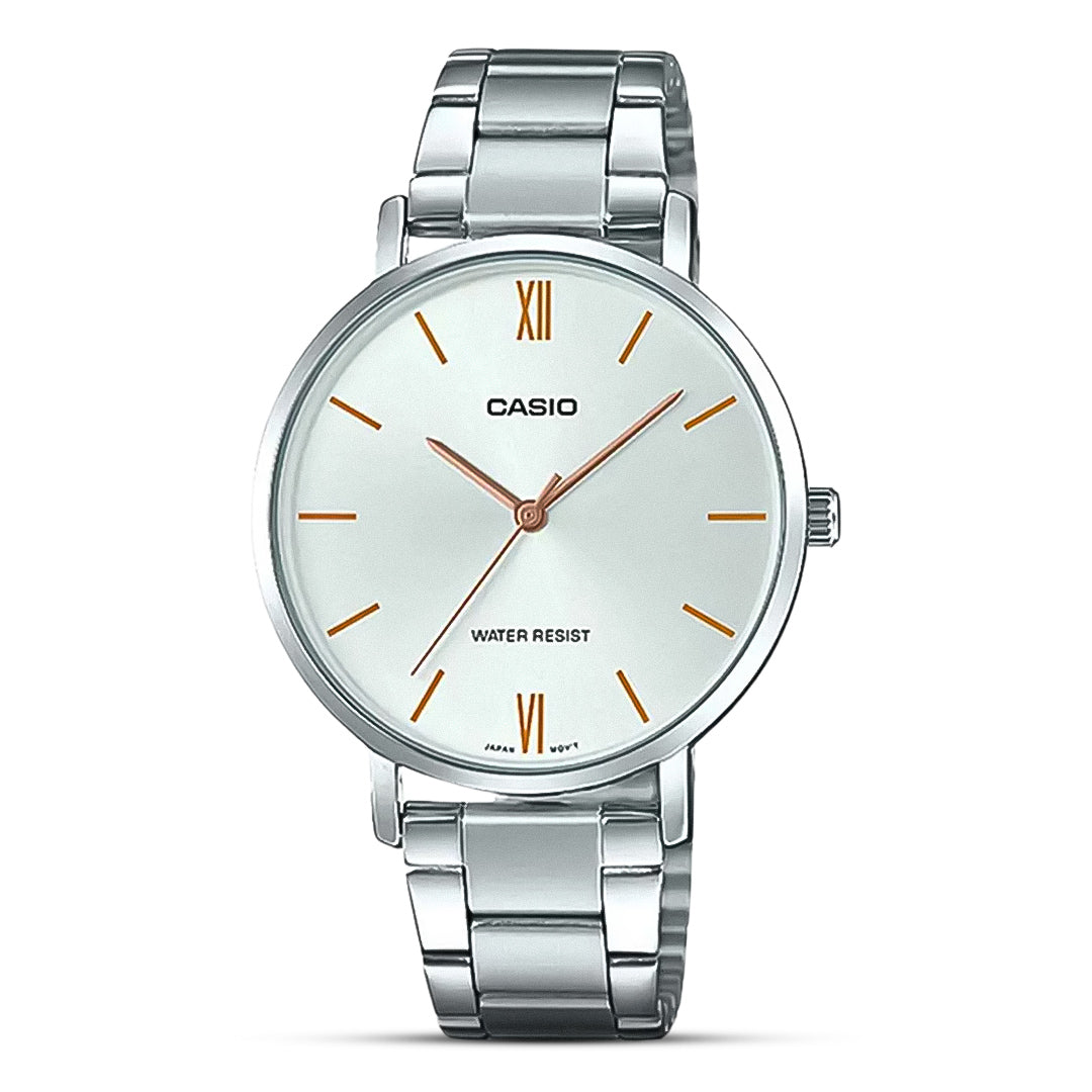 Casio Enticer Silver Dial Ladies Watch | LTP-VT01D-7BUDF