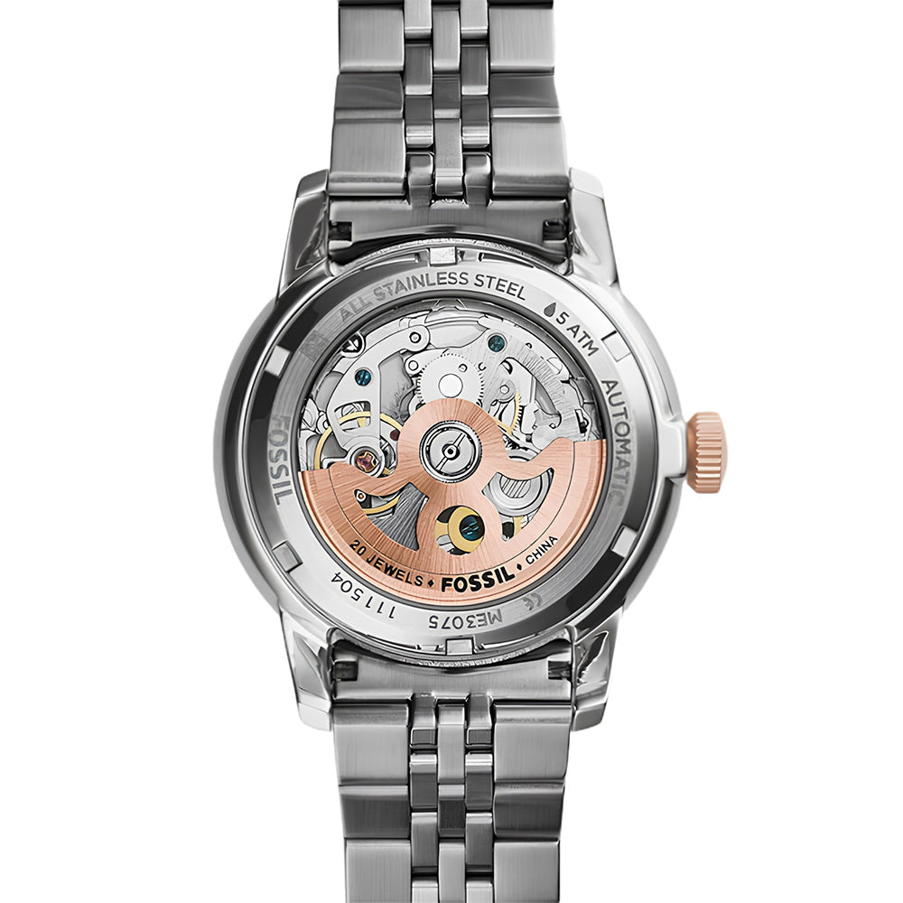 Fossil Townsman Beige Skeleton Dial Automatic Men's Watch | ME3075