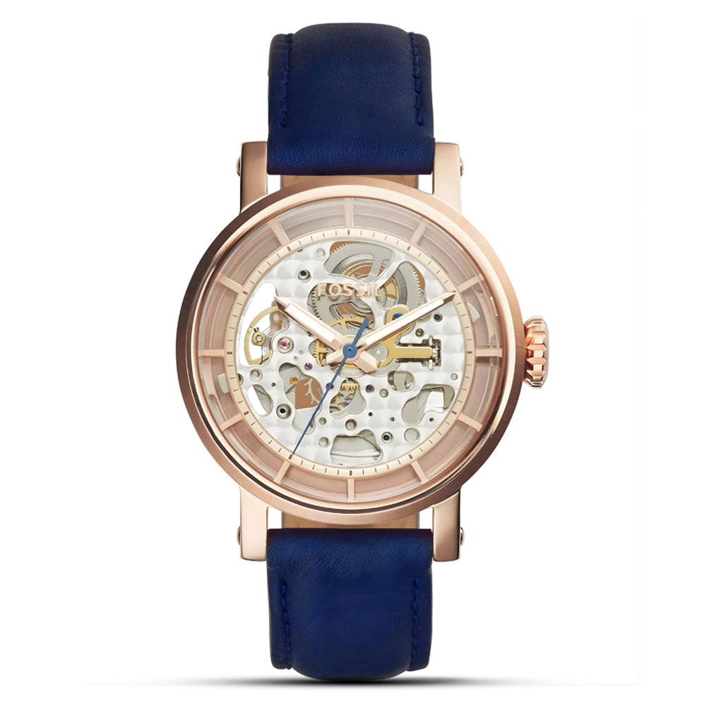 Fossil Boyfriend Automatic Skeleton Leather Strap Ladies Watch ME3086