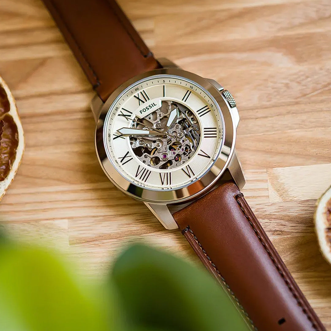 Fossil Grant Automatic Beige Dial Men's Watch | ME3099