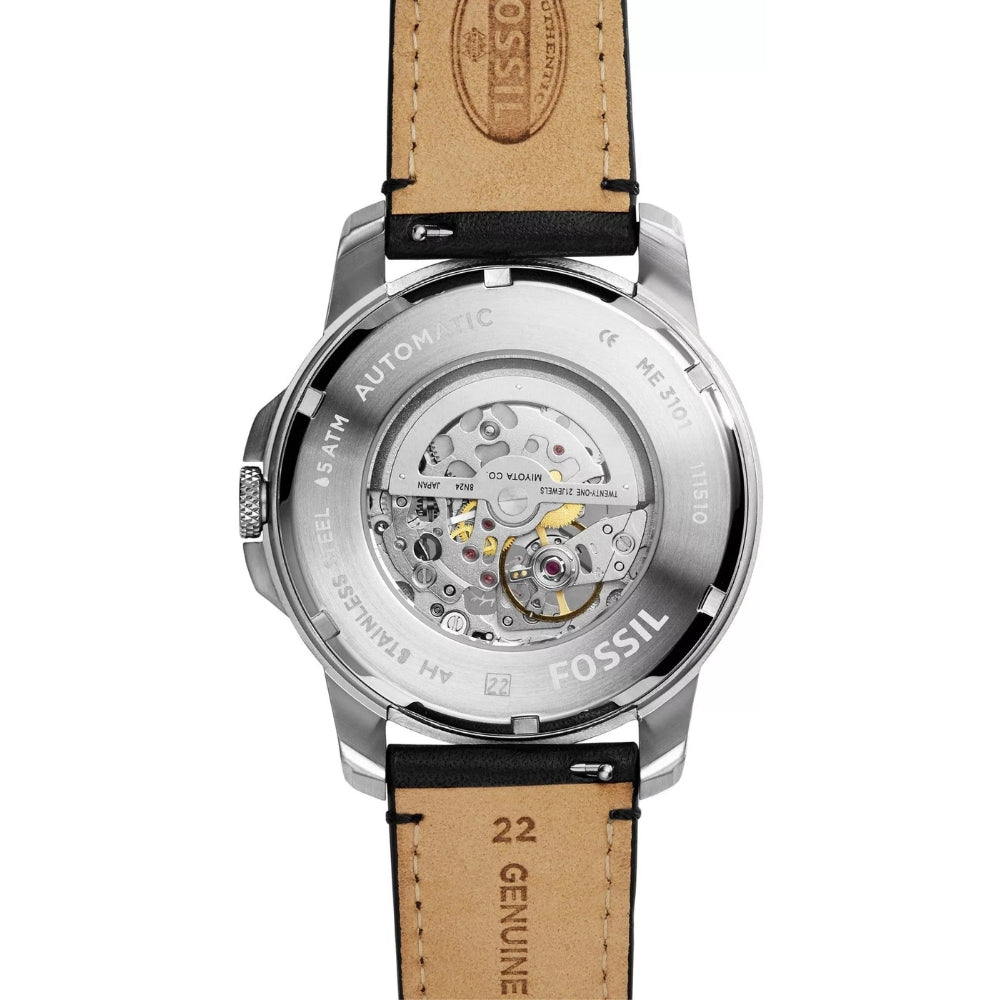 Fossil Grant Automatic Silver Skeleton Dial Men's Watch ME3101