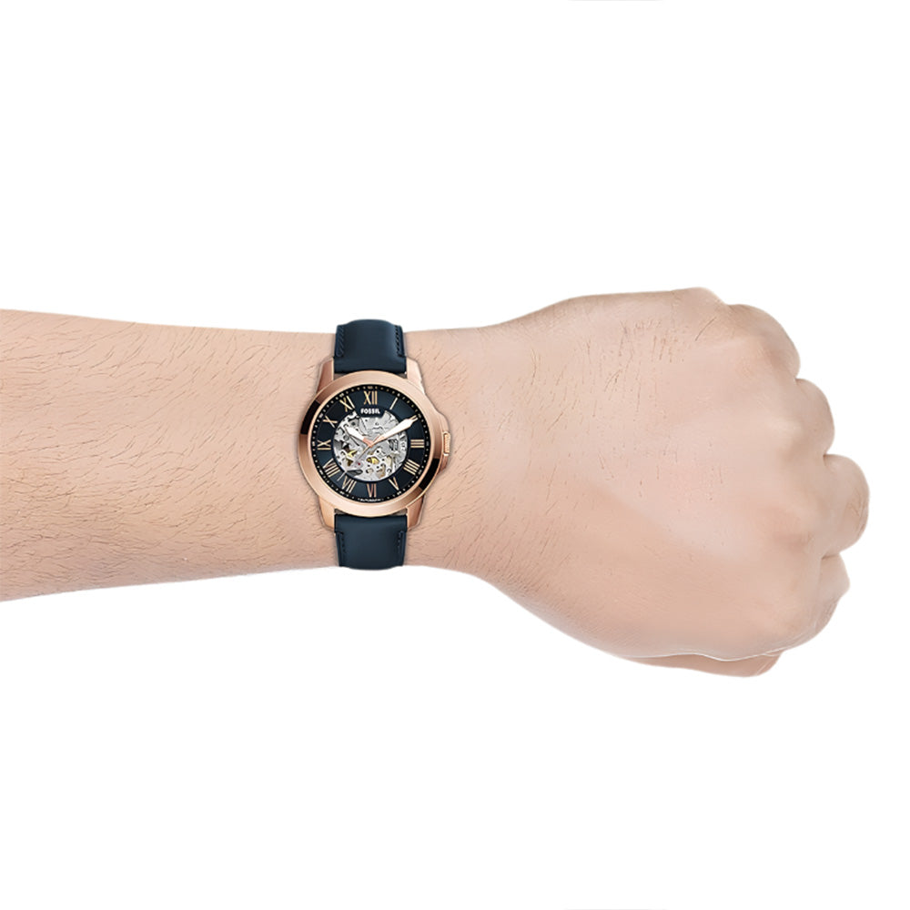 Fossil Grant Automatic Blue Leather Strap Men's Watch | ME3102
