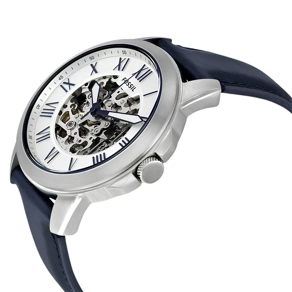 Fossil Grant Skeleton Automatic Blue Strap Men's Watch | ME3111