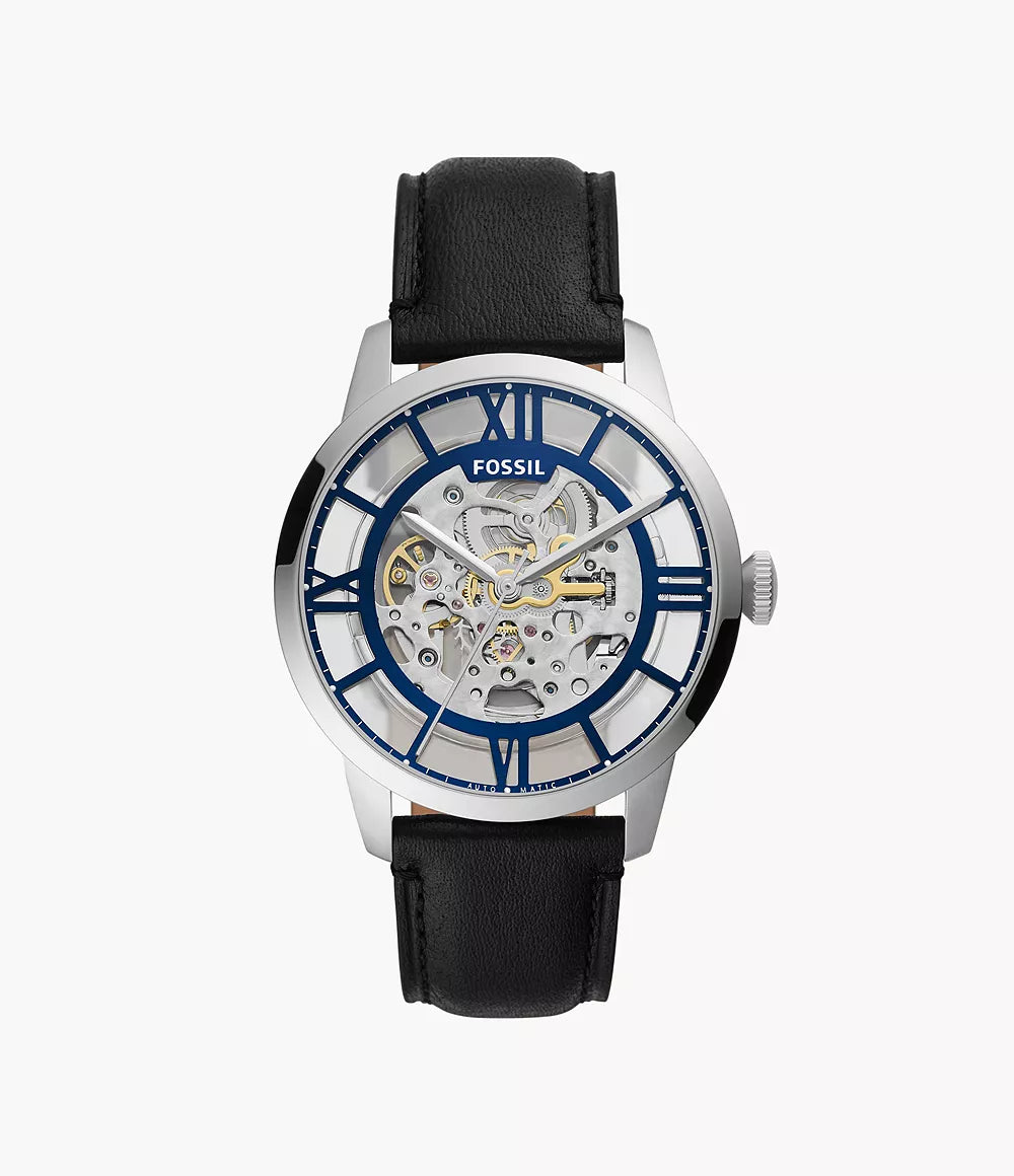 Fossil Townsman 44mm Dial Automatic Black Leather Watch ME3200
