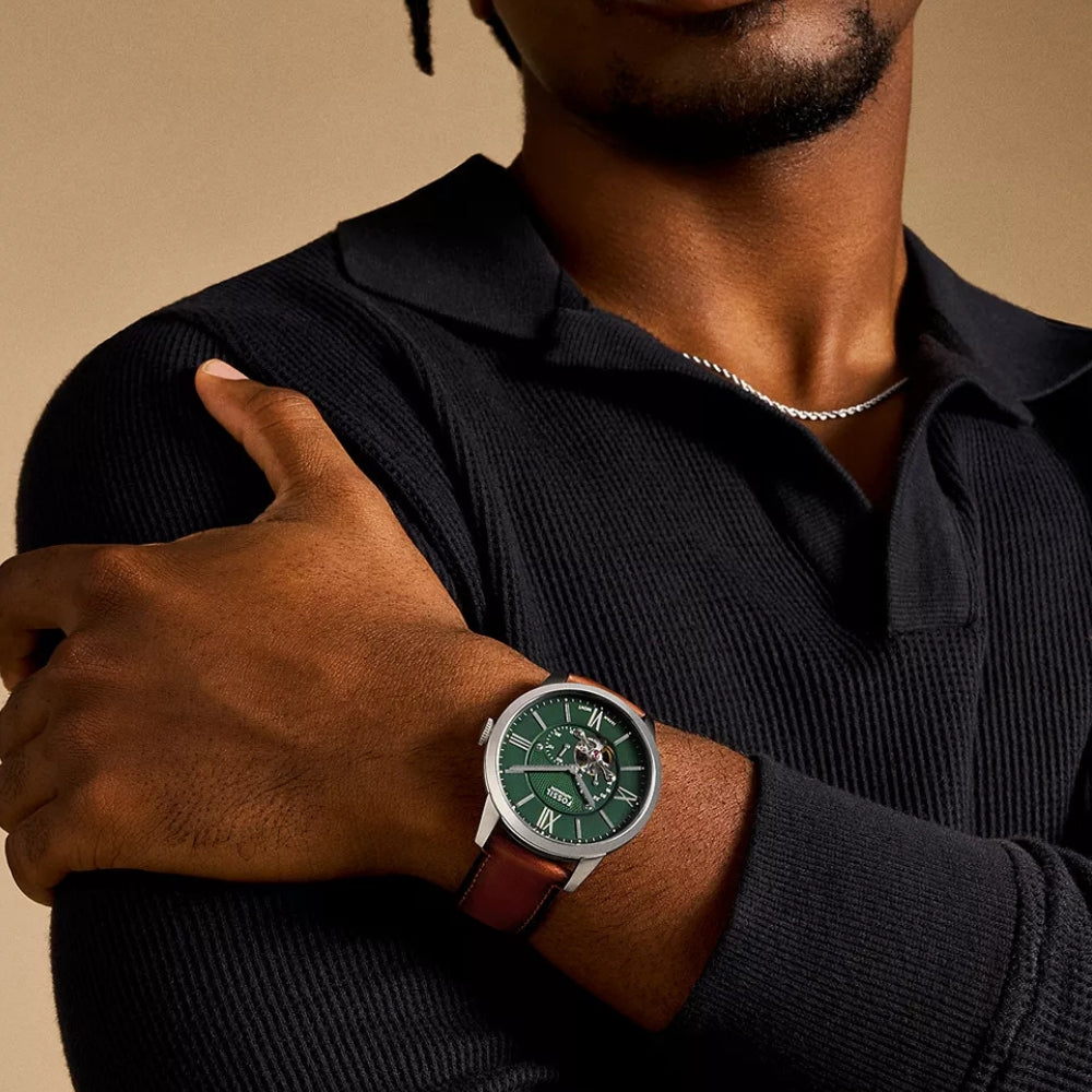 Fossil Townsman Open Heart Automatic Green Dial Men's Watch | ME3265