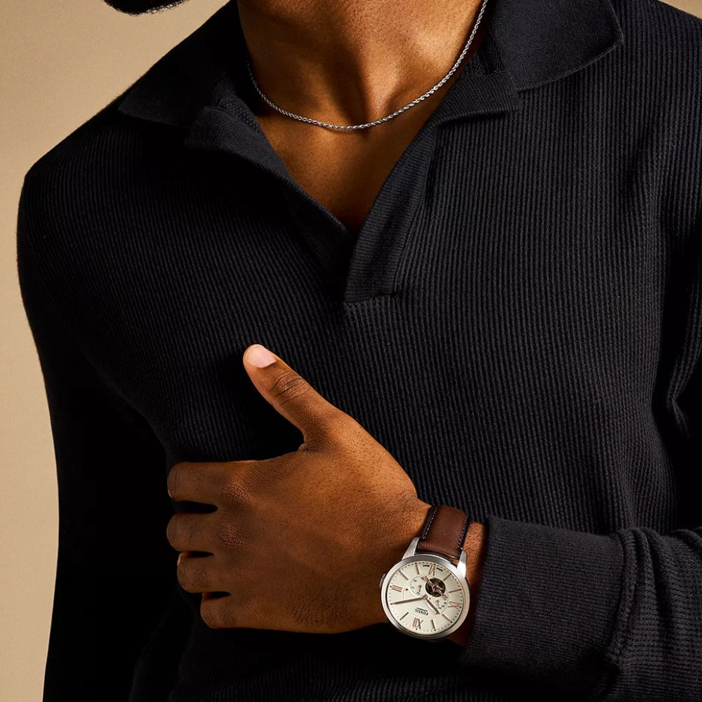 Fossil Townsman Open Heart Automatic Beige Dial Men's Watch | ME3266