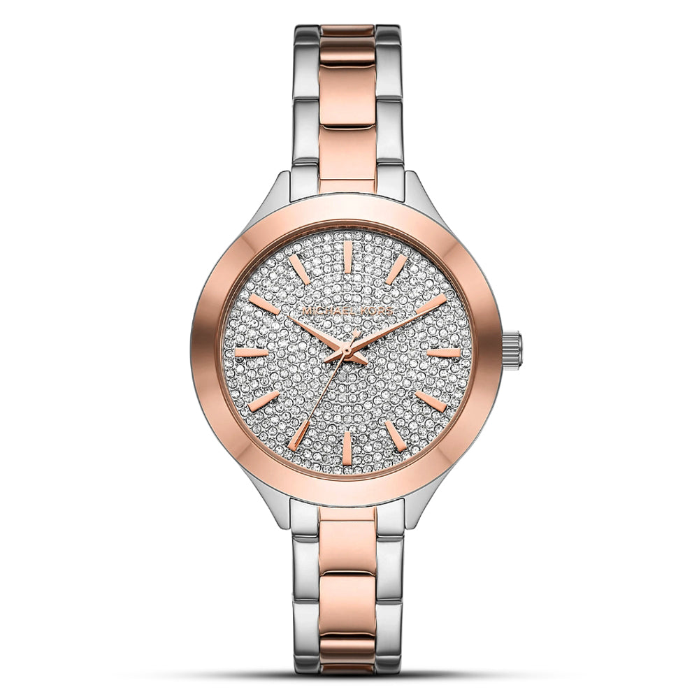 Michael Kors Pave Silver Dial Two Tone Ladies Watch MK1045