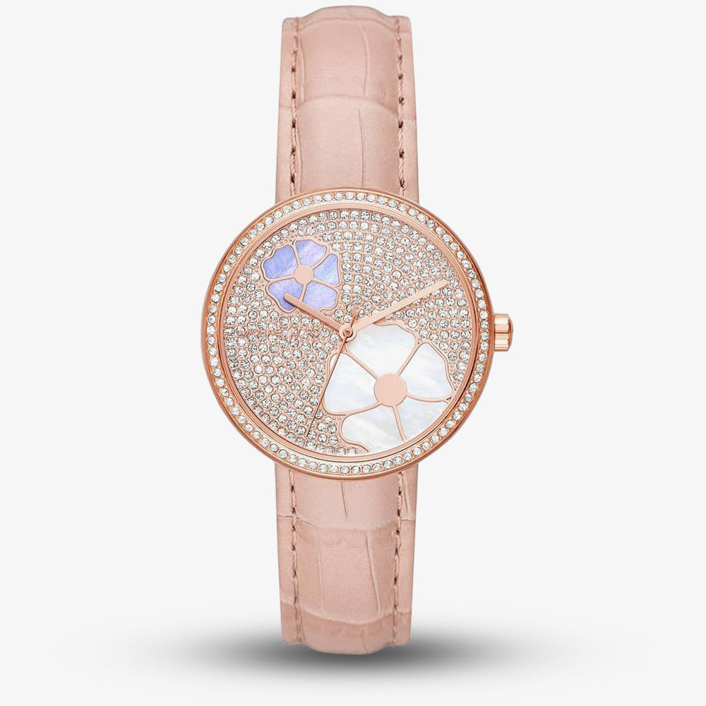 Michael Kors Courtney Floral Pink Dial Ladies Watch| MK2718