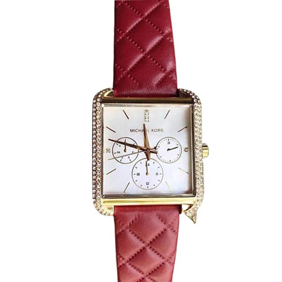 Michael Kors White Dial Red Leather Strap Women s Watch MK2770