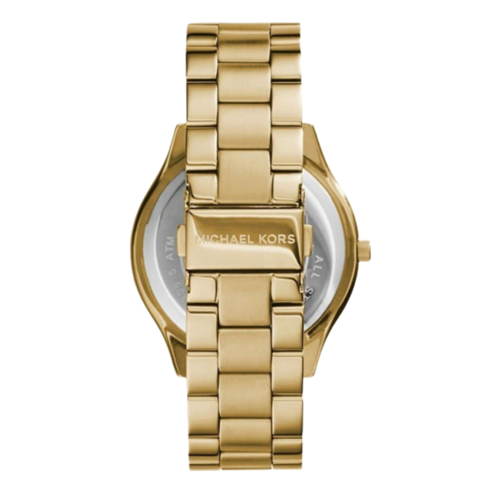 Michael Kors Slim Runway Gold Green Ladies Watch | MK3435