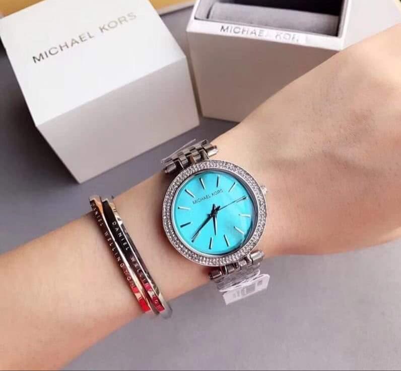 Michael Kors Darci Silver Tone Ocean Blue Dial Ladies Watch| MK3515