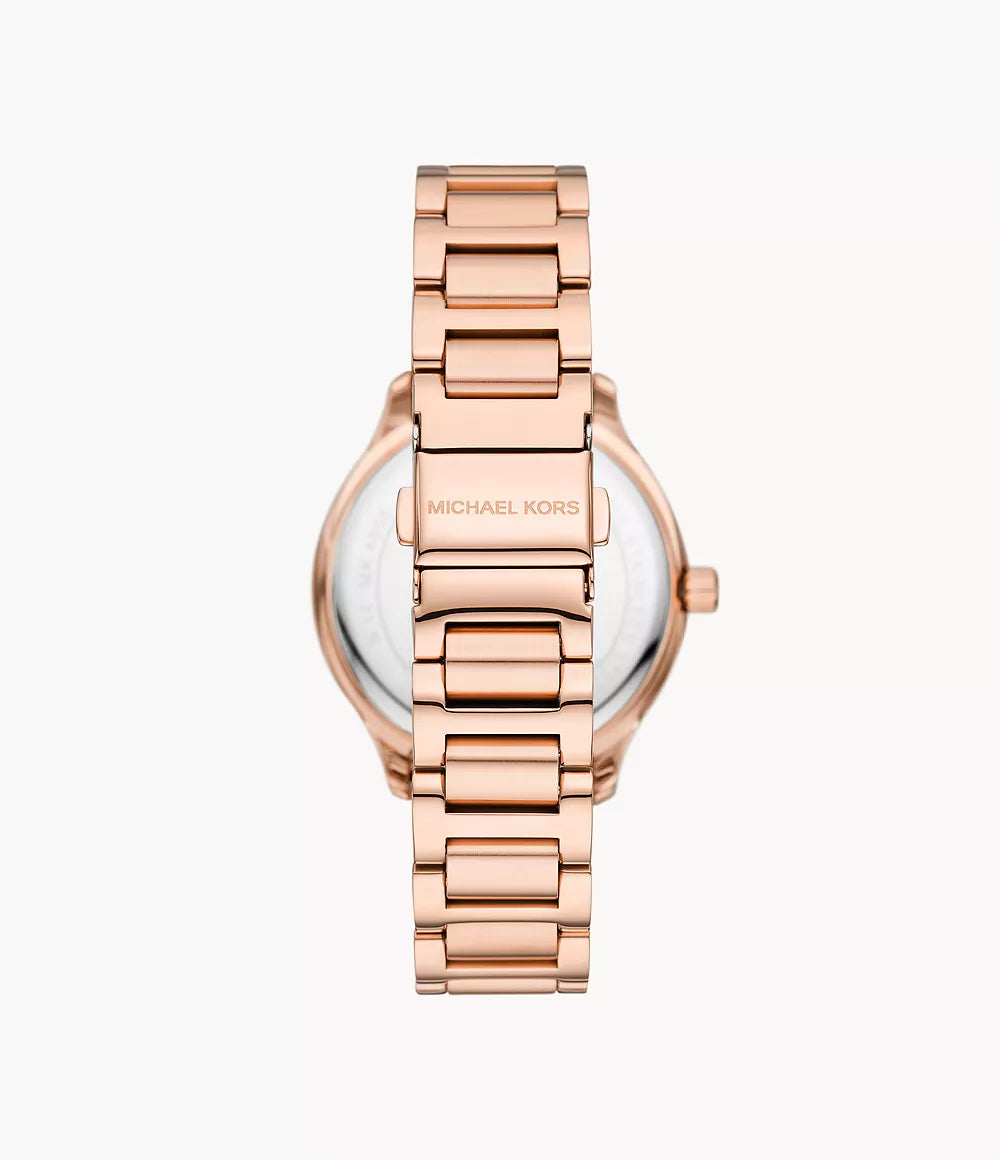 Michael Kors Sage Pavé Three-Hand Rose Gold-Tone Stainless Steel Watch | MK4806