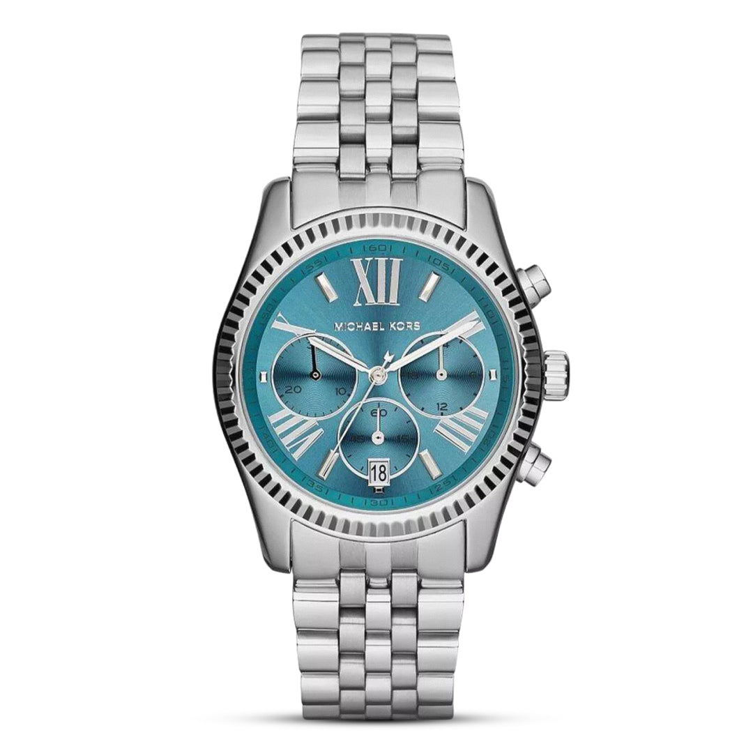 Michael Kors Lexington Silver Tone Blue Dial Women's Watch| MK5887