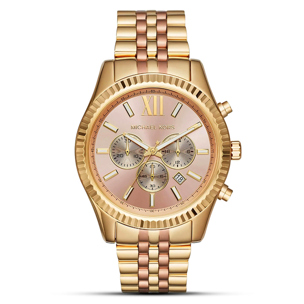 MICHAEL KORS Lexington Rose Gold-tone Dial Chronograph Watch MK6473