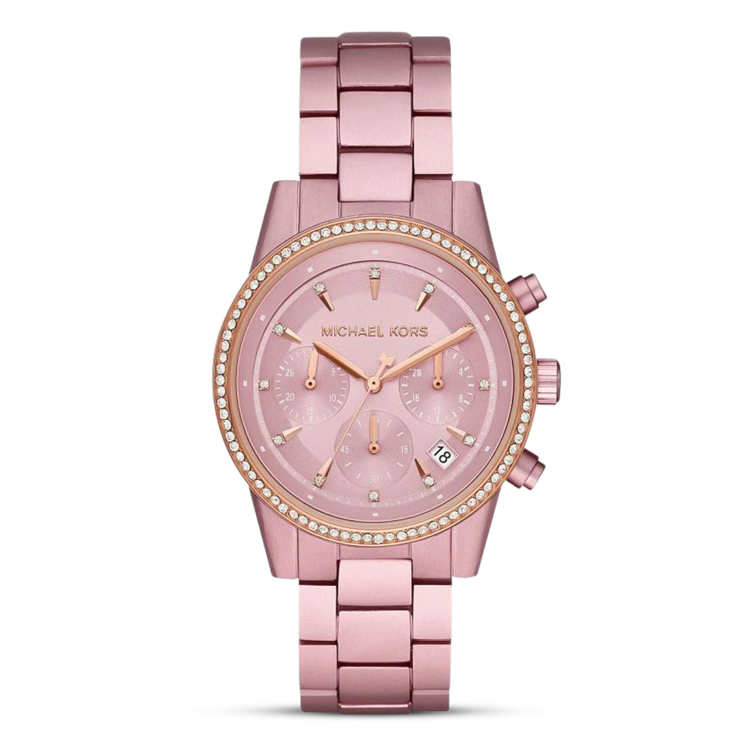 Michael Kors Ritz Round Quartz Pink Dial Ladies Watch | MK6753