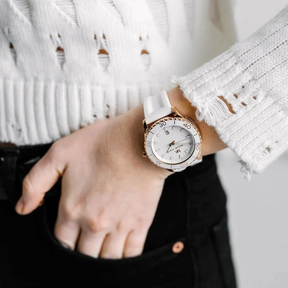 Michael Kors Runway Dive Rose White Dial Ladies Watch | MK6853