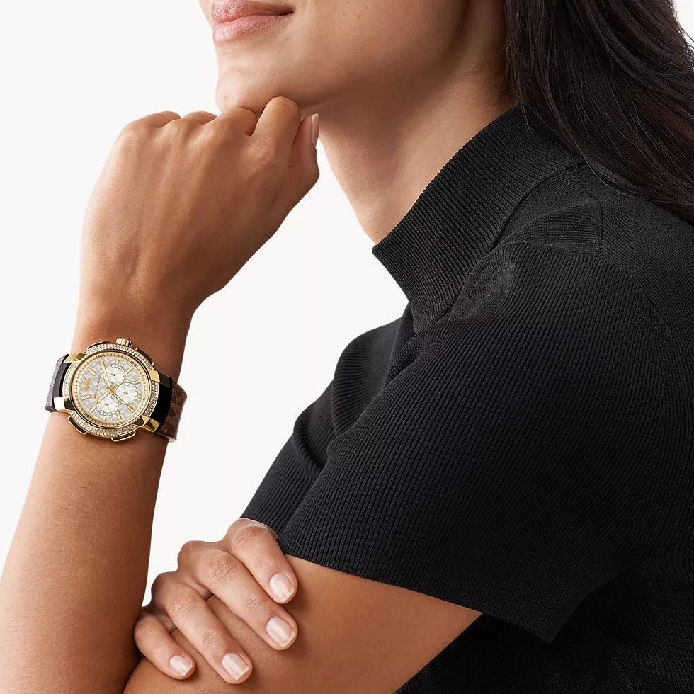 MICHEAL KORS SIDNEY MULTIFUNCTION BROWN PVC WOMEN'S WATCH| MK6948