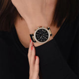 Michael Kors Parker Chronograph Black Leather Ladies Watch| MK6984