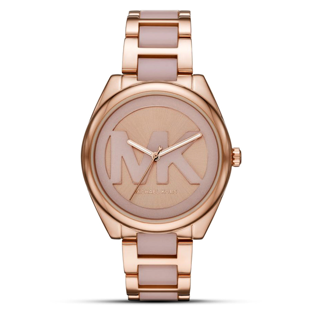 Michael Kors Janelle Pink Dial Two Tone Ladies Watch MK7135
