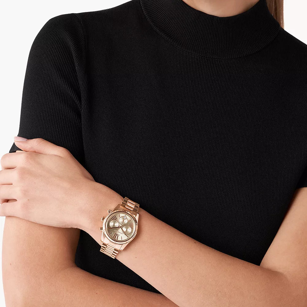 Michael Kors Lexington Rose Gold Tone Grey Dial Women's Watch| MK7217