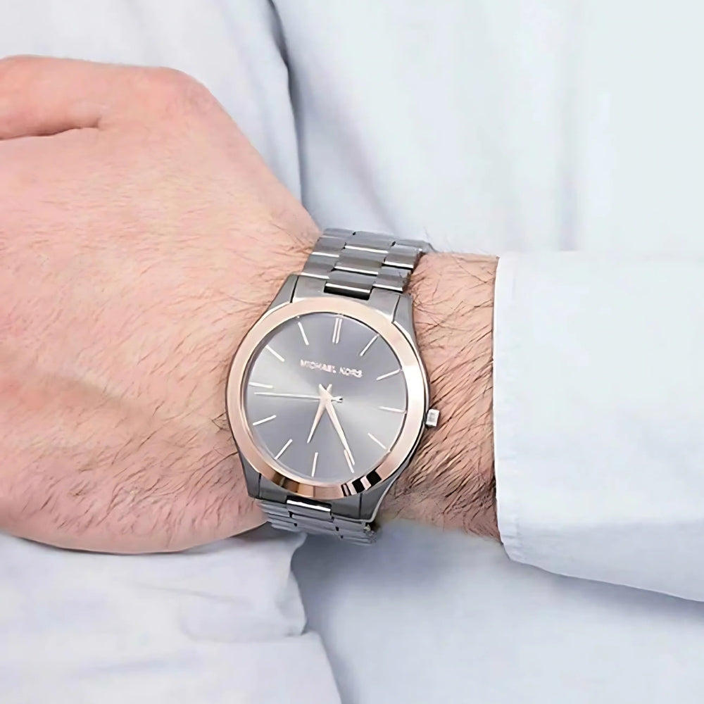 Michael Kors Men's Slim Runway Gunmetal Three-Hand Watch | MK8576