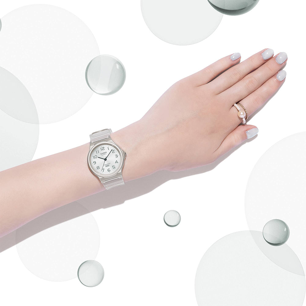 Casio White Transparent Silver Dial Unisex Watch MQ-24S-7BDF