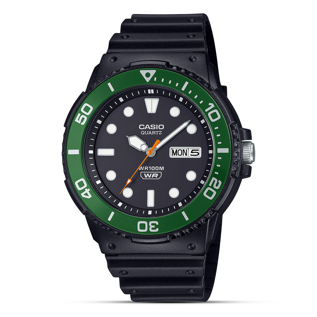 Casio Sport Green Bezel Black Dial Men's Watch | MRW-230H-1E3VDF