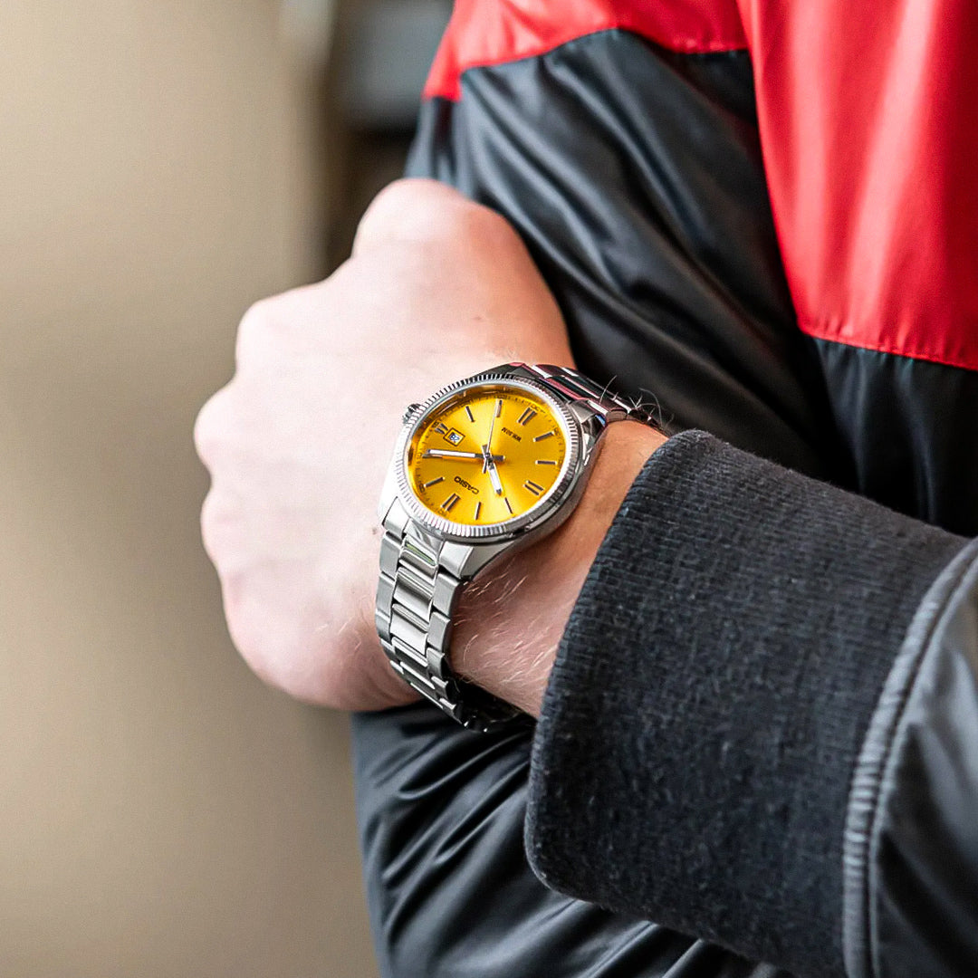 Casio Enticer Date Yellow Dial European Edition Watch | MTP-1302PD-9AVEF