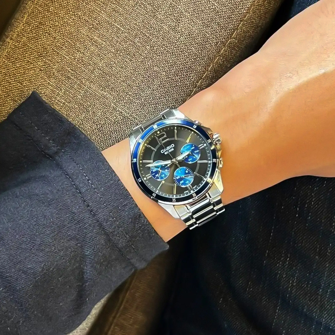 Casio Enticer Black Chronograph Dial Mens Watch MTP-1374D-2AVDF