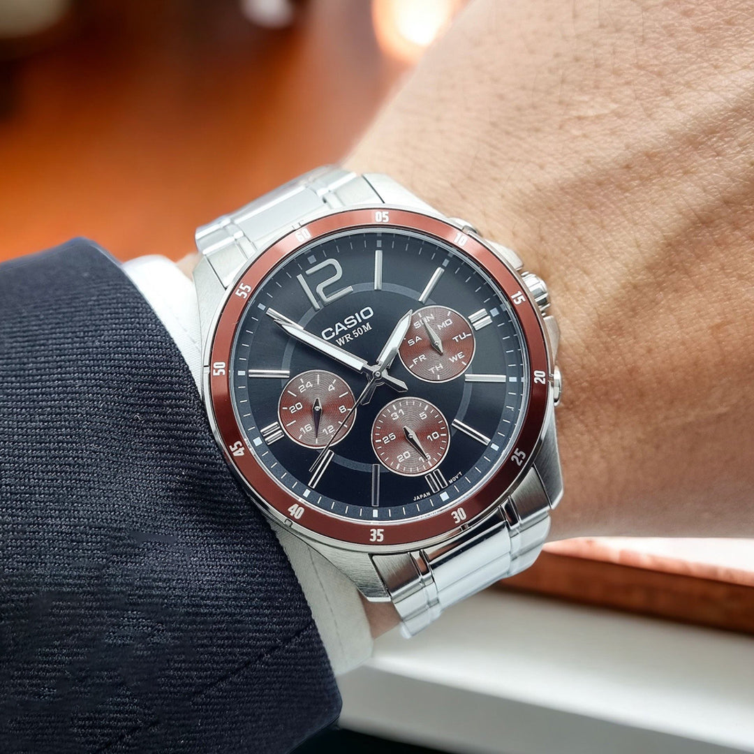 Casio Enticer Black Chronograph Men's Watch| MTP-1374D-5AVDF