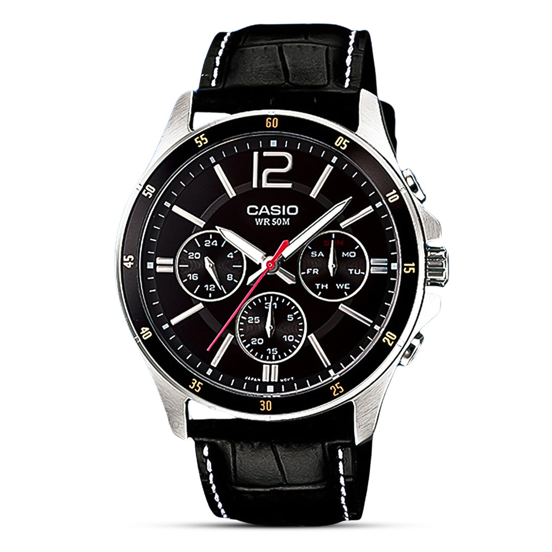 Casio Enticer Multifunction Black Dial Men's Watch | MTP-1374L-1AVDF